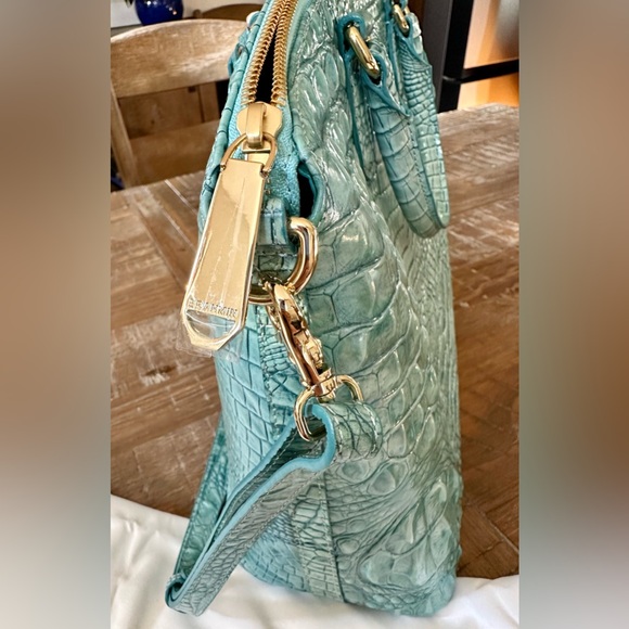 Black Friday Special Today Only $200! NEW Large Teal Satchel Brahmin Leather Bag - Picture 5 of 15